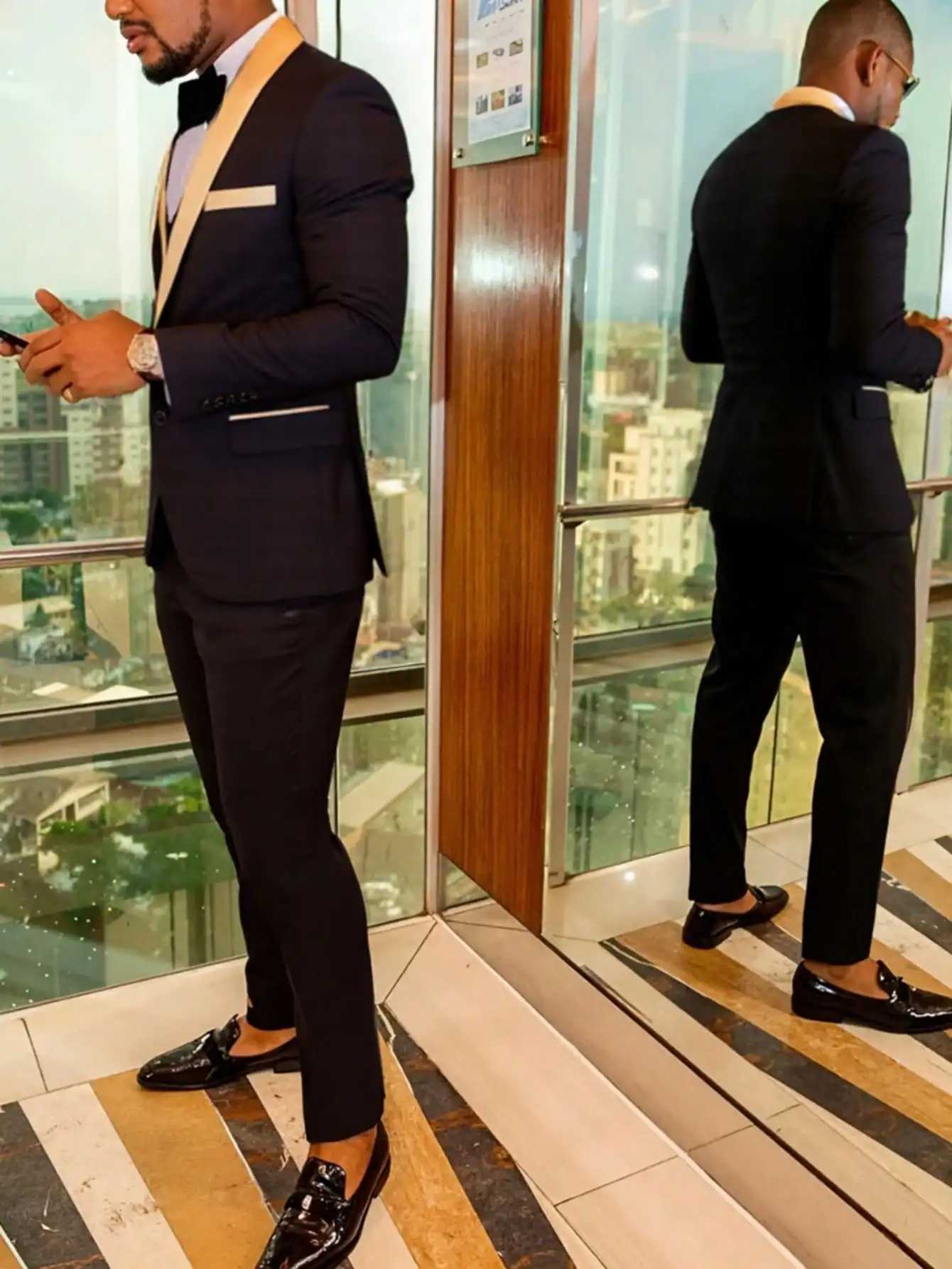 3-Piece Mens Tuxedo Suit Slim Suit Set Blazer Vest and Pants for Prom Wedding X250704