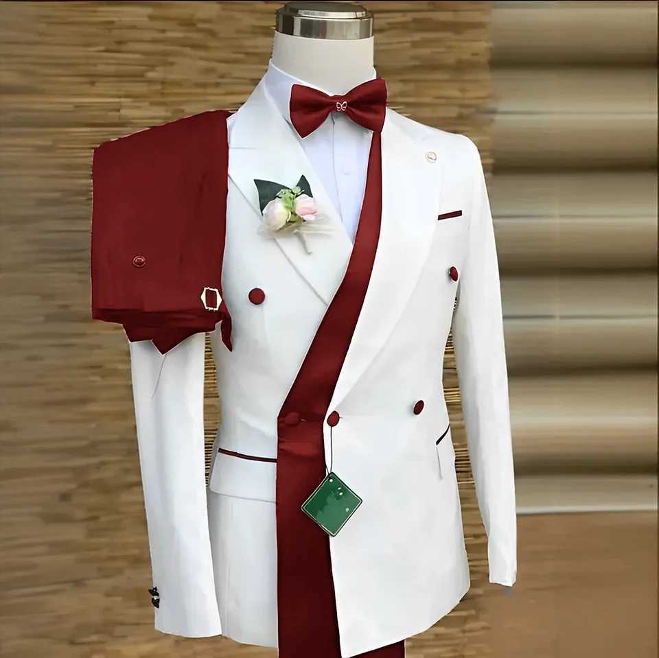 Bespoke Custom White Black Wedding Suit for Men New Design Slim Fit Groom Best Man Wedding Tuxedo Formal Prom Wear 2 Pieces Set X250704