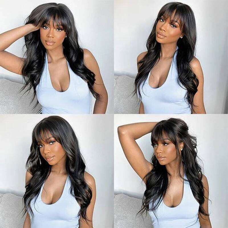 Body Wave Front Bangs Fringe Human Hair Wigs Women Glueless HD Lace Frontal Wig With Bang On Sale Clearance 180%