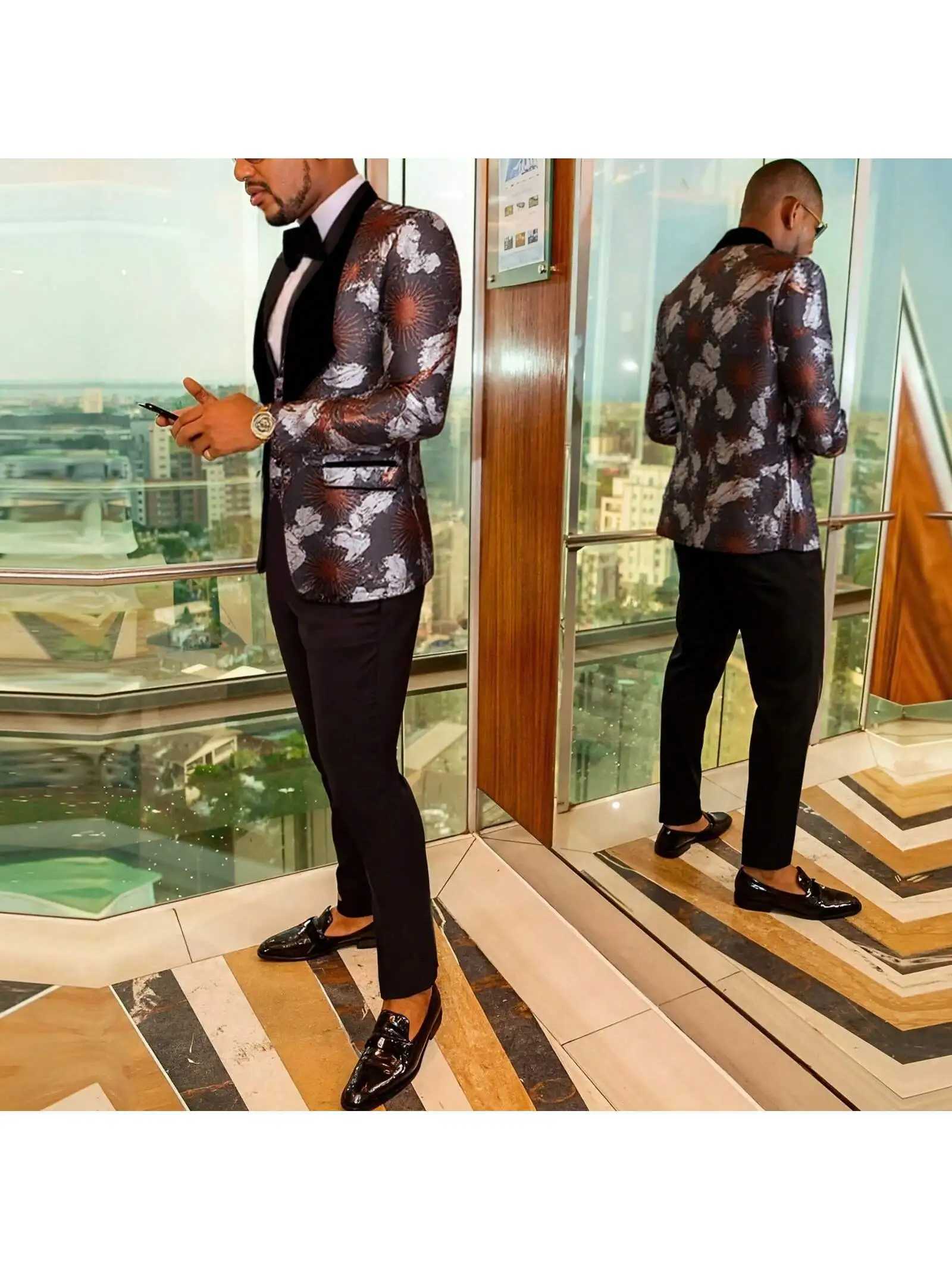 Mens Slim Fit 3-Piece One Button Tuxedo Suit Set for Wedding Prom Dinner Party (Blazer+Vest+Pants) X250704