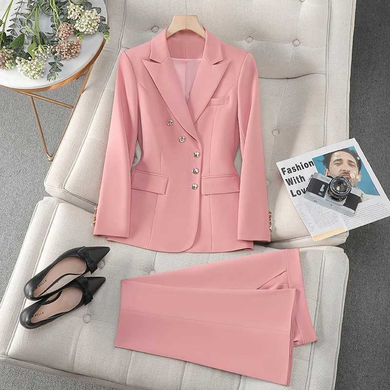 ZJYT Business Chic Formal Blazer Trousers Suit Two Piece Womens Outfit Plus Size Clothing Elegant Spring 2025 Jacket Pant Sets X250704