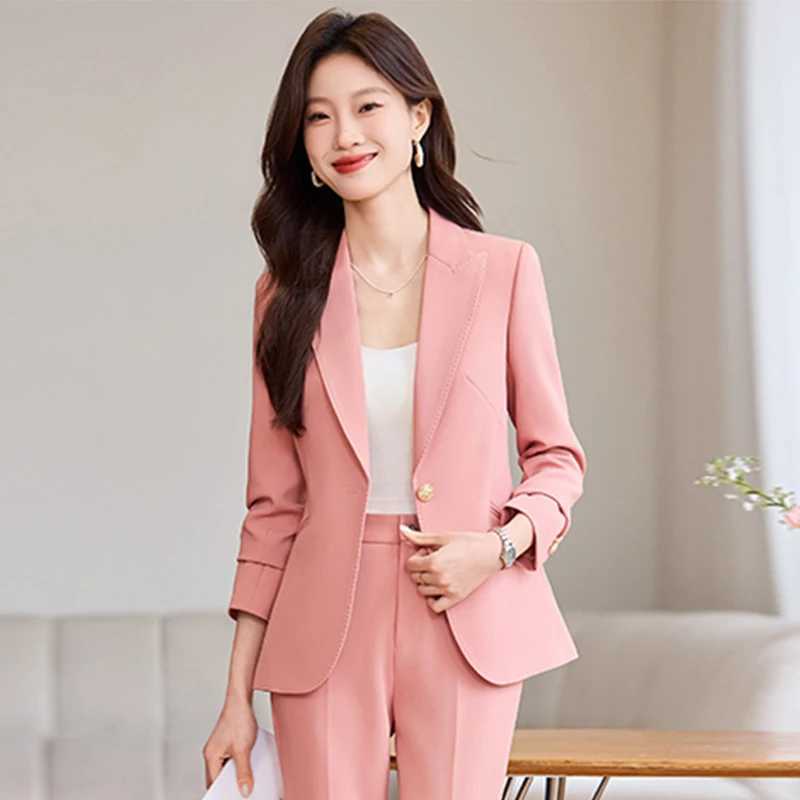 ZJYT Spring New Women Pant Suit 2 Piece Set Office Ladies Female Business Work Wear Formal Blazer Jacket and Trouser Set Outfit X250704