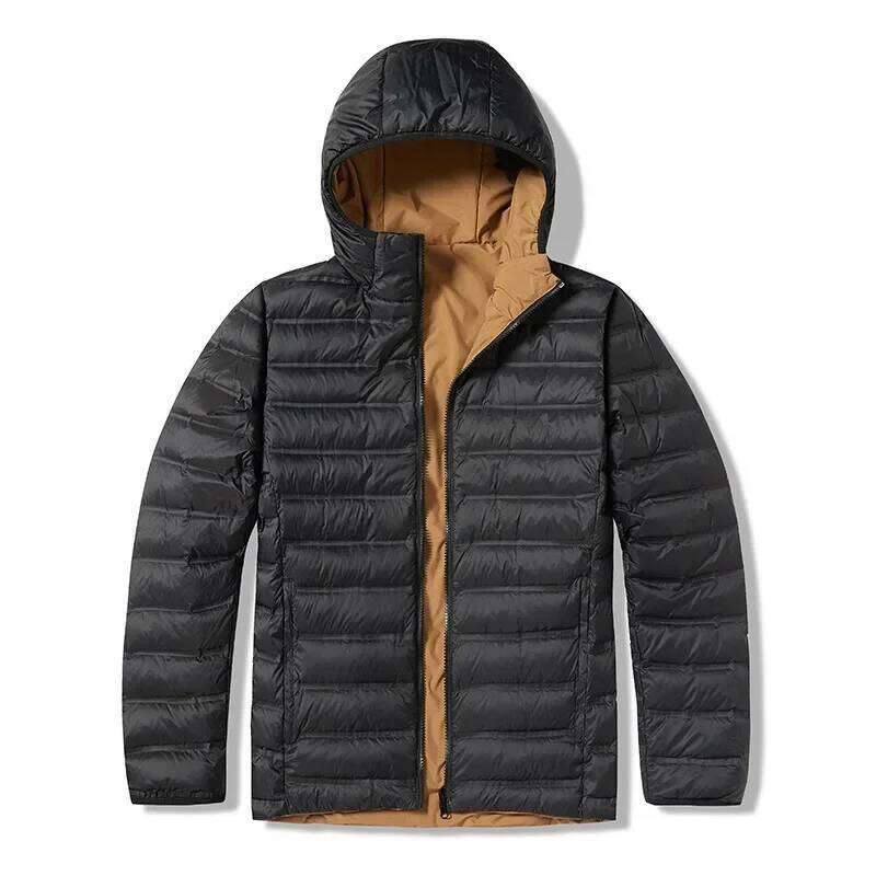 For Both Men Women Wearing Outdoor Warmth And Splashproof Lightweight Down Hooded Jacket 250703
