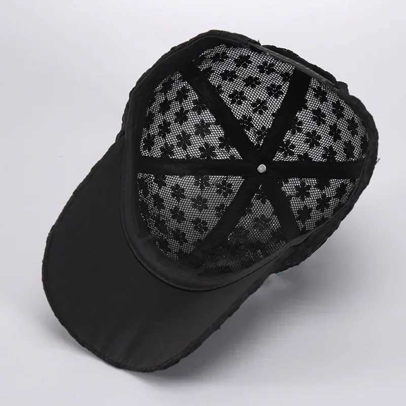 Wens Washed Denim Baseball Cap Diamond Studded Duckbill Hat Summer Sun Protection Adjustable Strap Outdoor Travel X250704