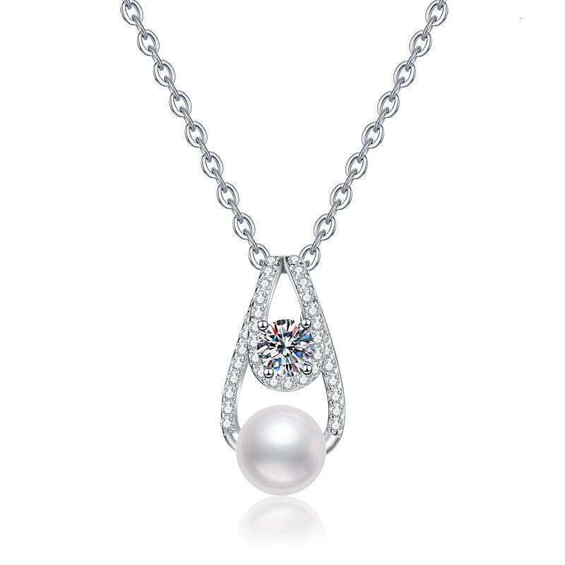 S925 Pure S925ier for Women MoiS925S925anite FreS925hwater Pearl Pendant Necklace 1db