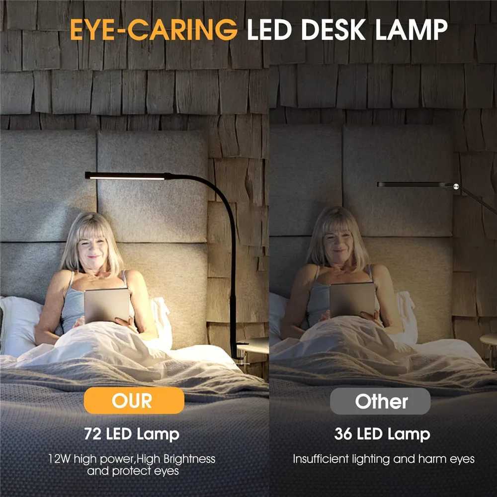 LED Desk Lamp Dimming Eye-Caring Home Reading Lights 3 Color Mode Flexible Adjustable Gooseneck PC Office Table LampsXJ250703