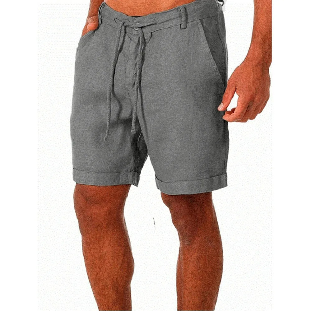 Mens Cotton Linen Short Pants Male Summer Breathable Solid Color Beach Shorts Fitness Streetwear Vacation Wear 250704