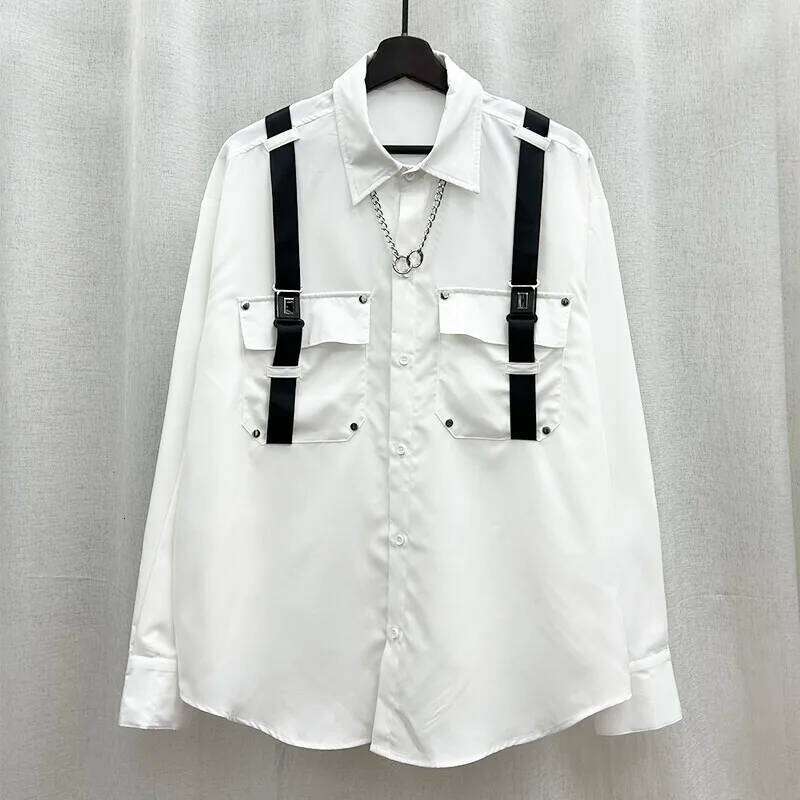 New Niche Design Fashion Brand Man Straps High-end Loose Fitting Long Blouse BF Women Shirts