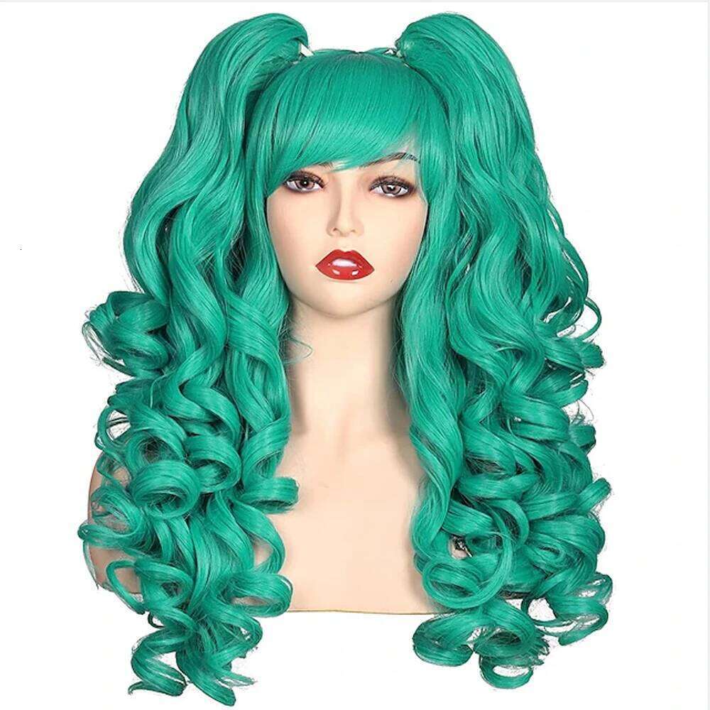HAIRJOY Women Synthetic Hair Long Curly Cosplay Wig Halloween Wigs for Party with 2 Ponytails