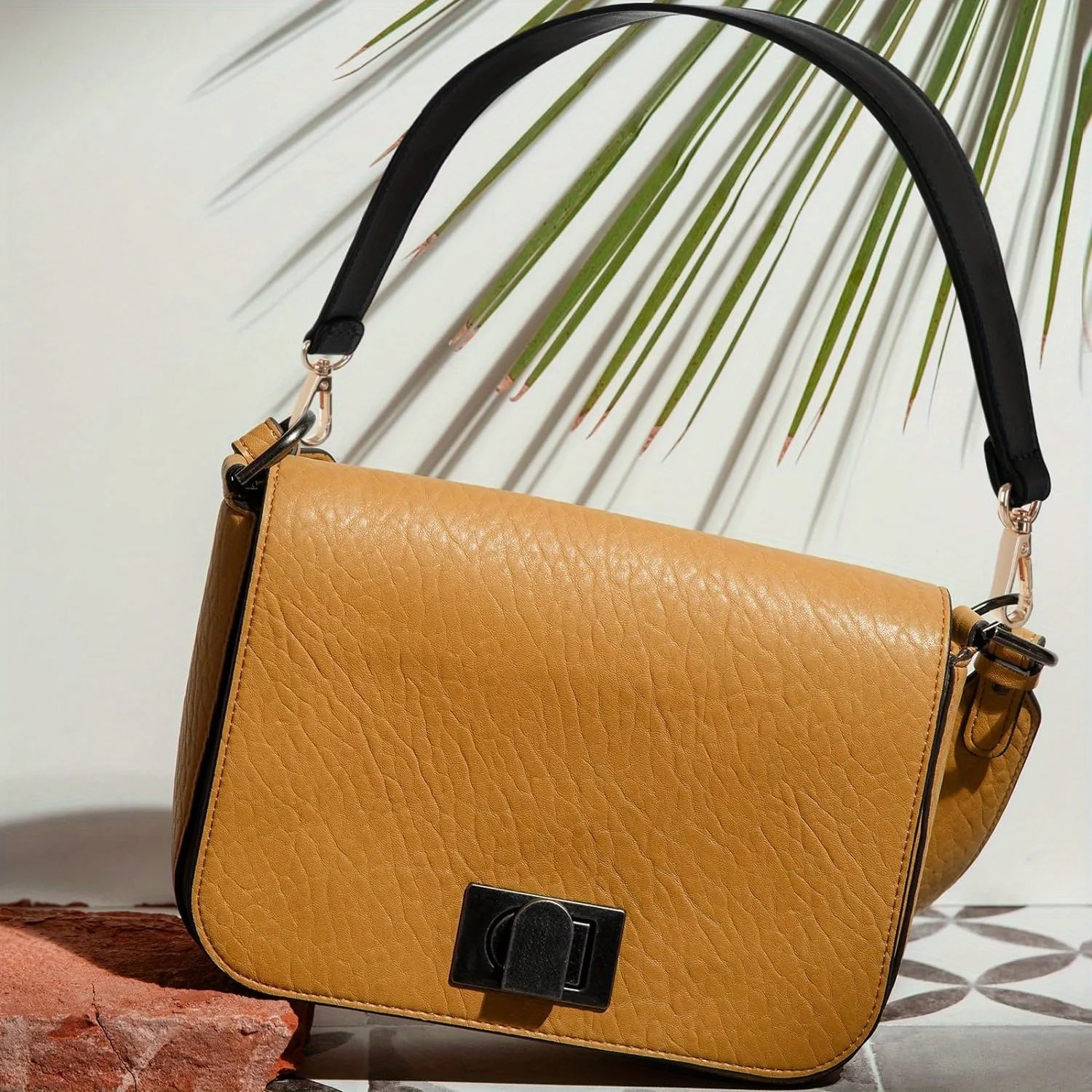 Shoulder Bag Strap Brown Leather Purse Handle Straps Replacement with Swivel Clasps 250628