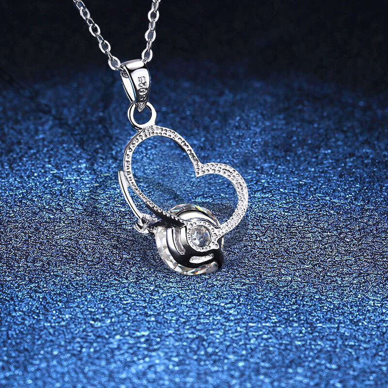 S925 Heart Valentine'S925 Day Pendant Gift Girlfriend, S925ier Necklace, Two caratS925 MoiS925S925anite Necklace for Women, Clavicle Chain 49e