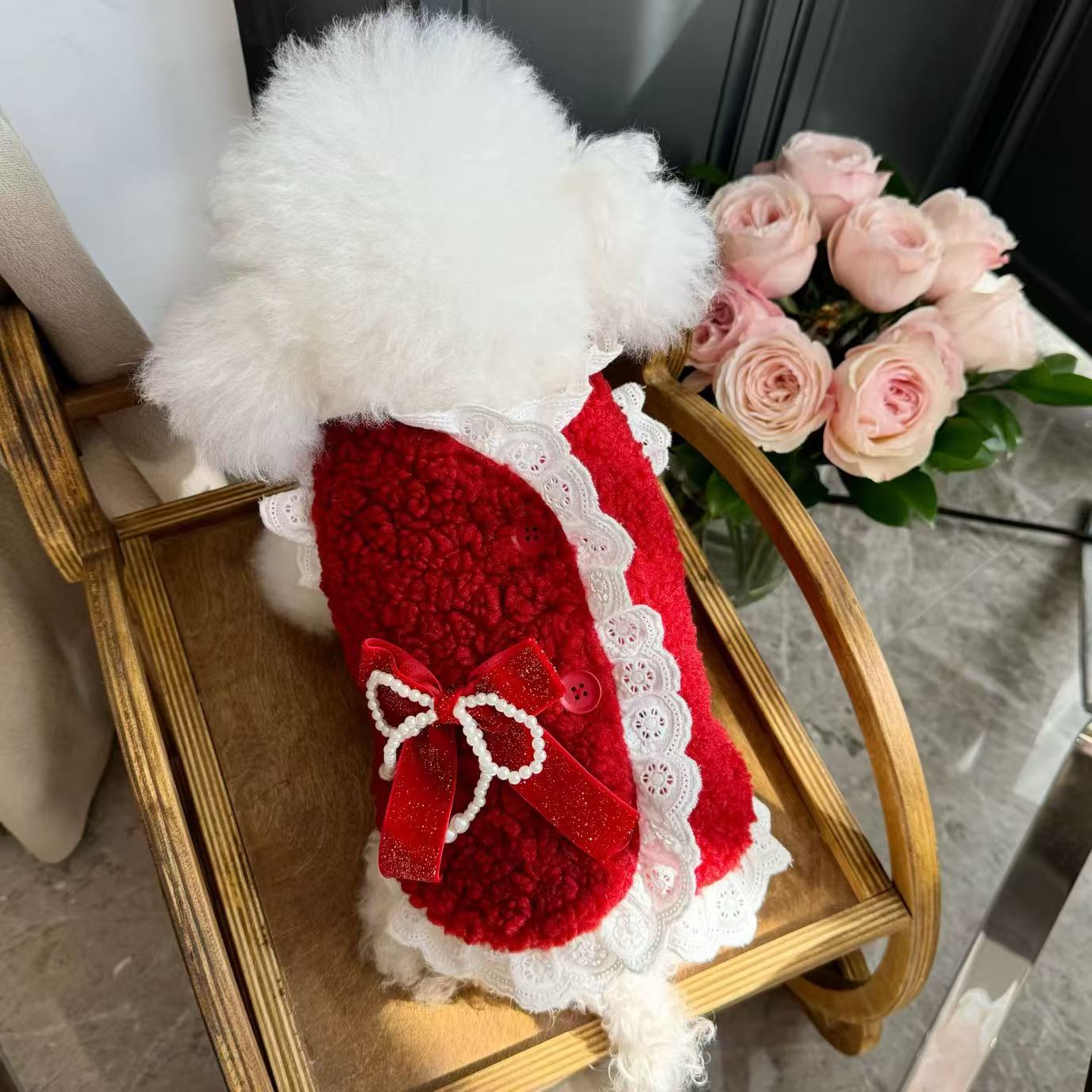 T618 Pet floral bow pumpkin skirt cat dog clothes comfortable breathable Teddy Bichon