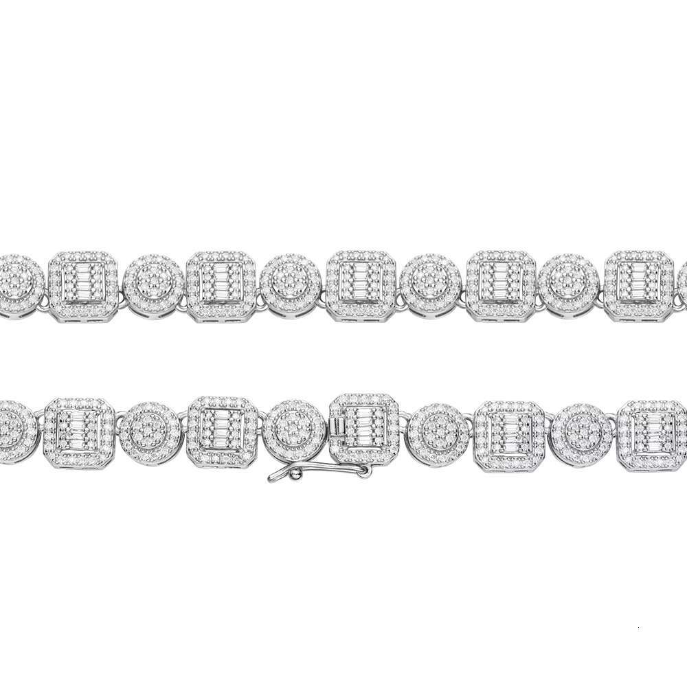 New Rapper Design Hiphop Fine Jewelry Sterling Silver Round Baguette VVS Moissanite Octagon Tier Chains for Men