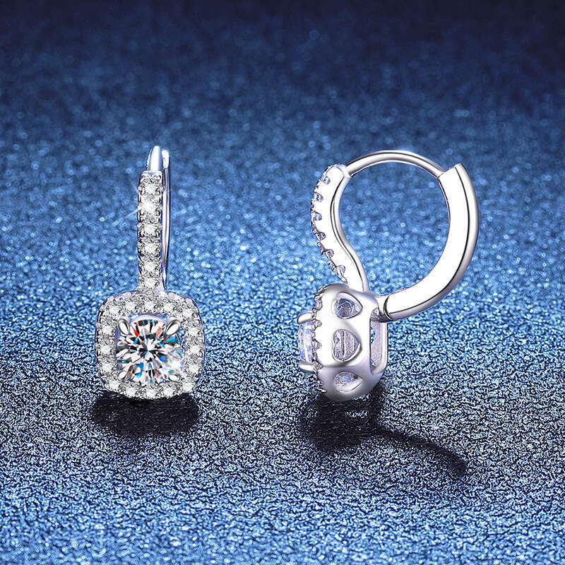 S925 Pure S925ier High-End Feel S925quare 1 caratS925 MoiS925S925anite EarringS925 ec4