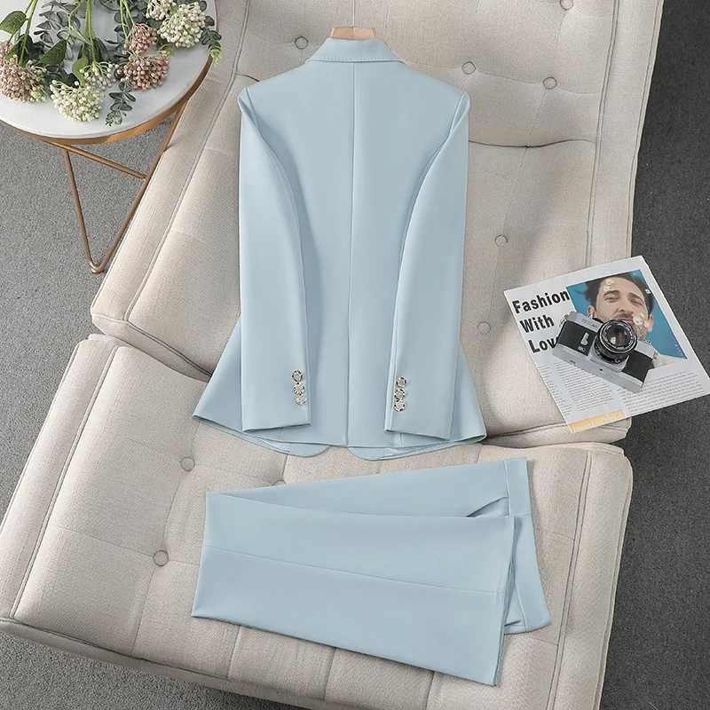 ZJYT Business Chic Formal Work Wear Jacket Pant Sets Women Elegant Blazer Suit Trousers Set Two Piece Outfit Plus Size Clothing X250704
