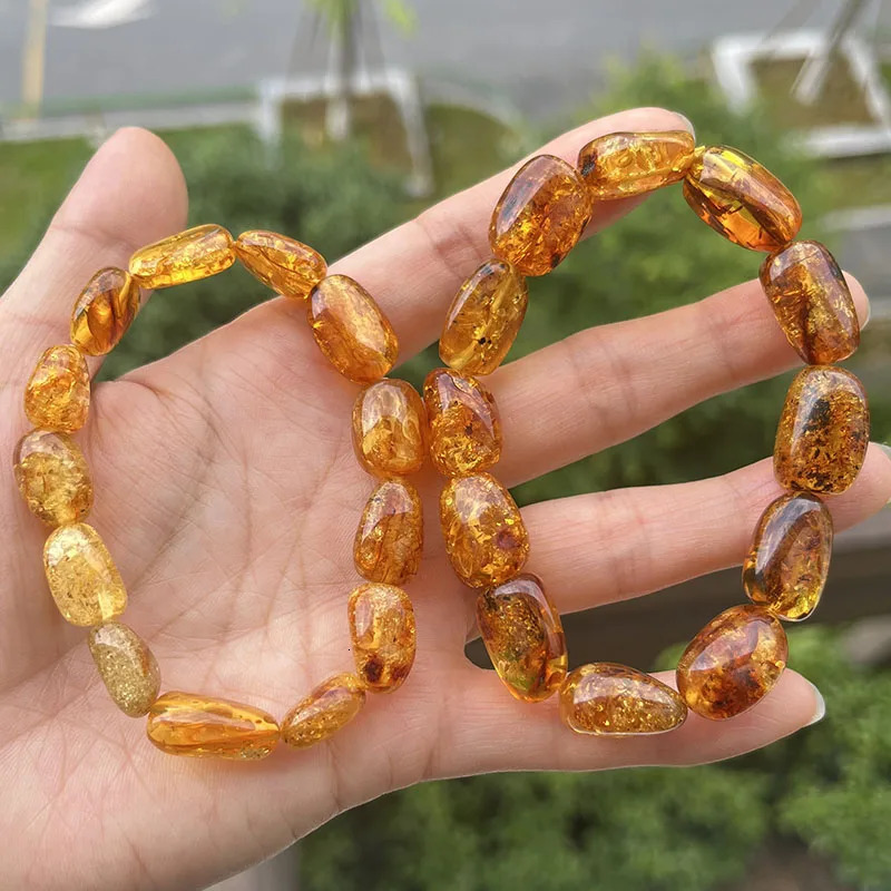 Natural Amber Bracelet for Women Trendy 100% Genuine Irregular Original Piebald Bead Baltic Stone Real Fine Jewelry Supplier 250628