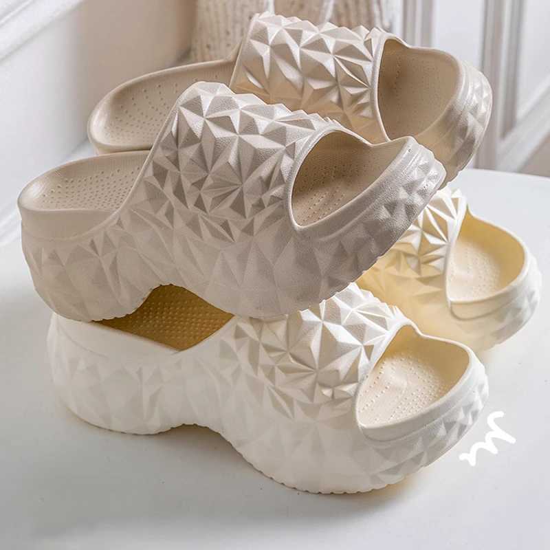 Womens Chunky Platform Slippers Summer Comfort Soft Thick Bottom Slides Woman for Sandals New Open Toe Non-slip Beach Shoes W250704