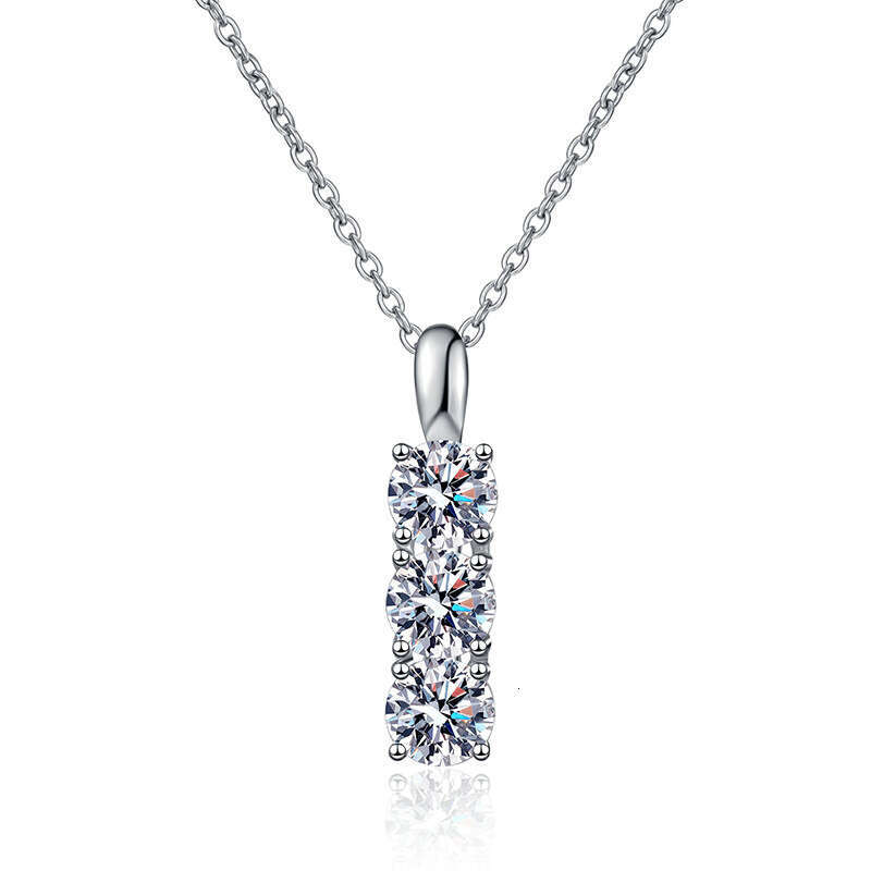 S925 Pure S925ier Pendant for Women Three LiveS925 S925tone S925imple FaS925hion 1.5 caratS925 MoiS925S925anite Necklace 216