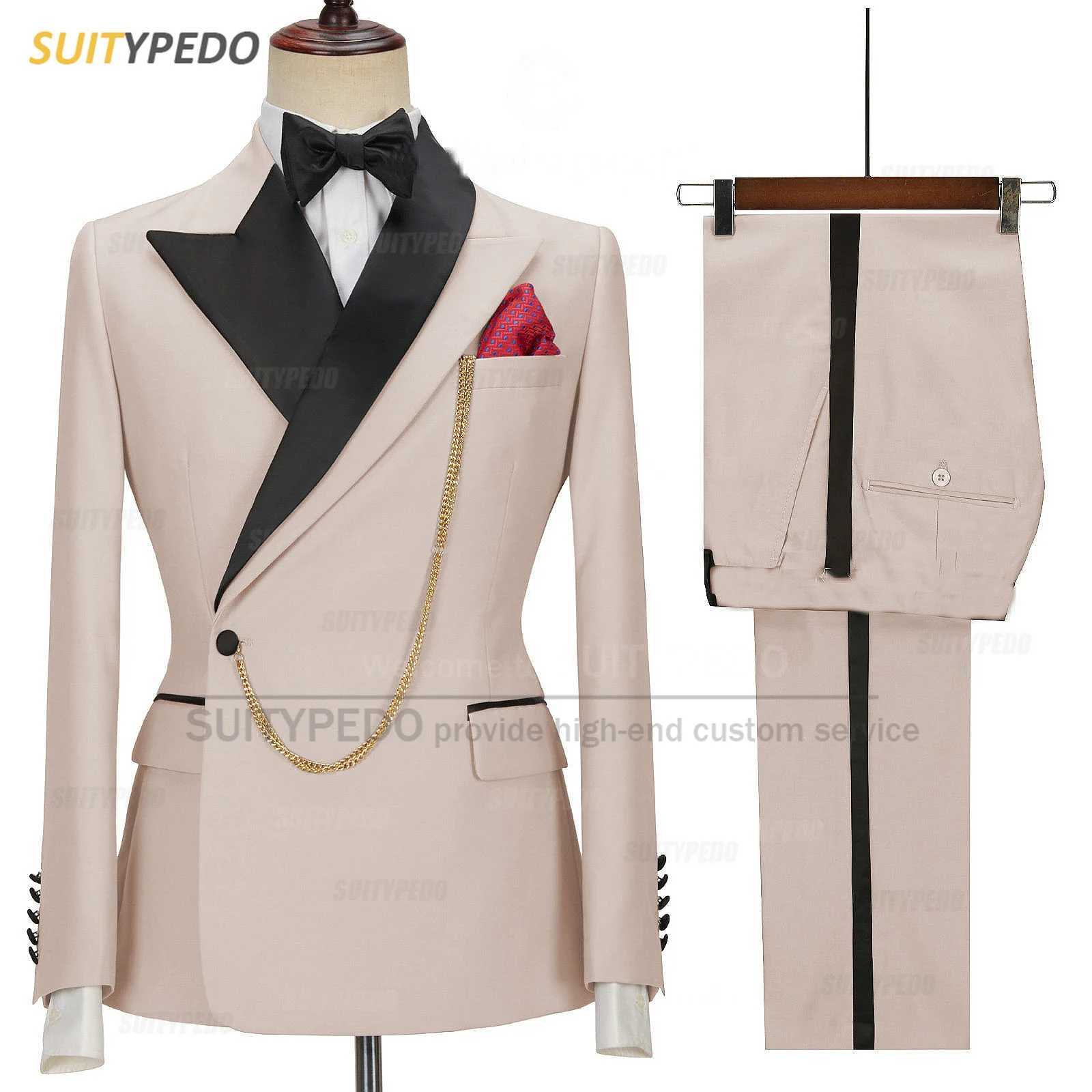 Fashion Peak Lapel Suits Elegant Slim Fit One Button Tuxedo Wedding Birthday Party Blazer And Pants 2 Pieces Suit Attire X250704