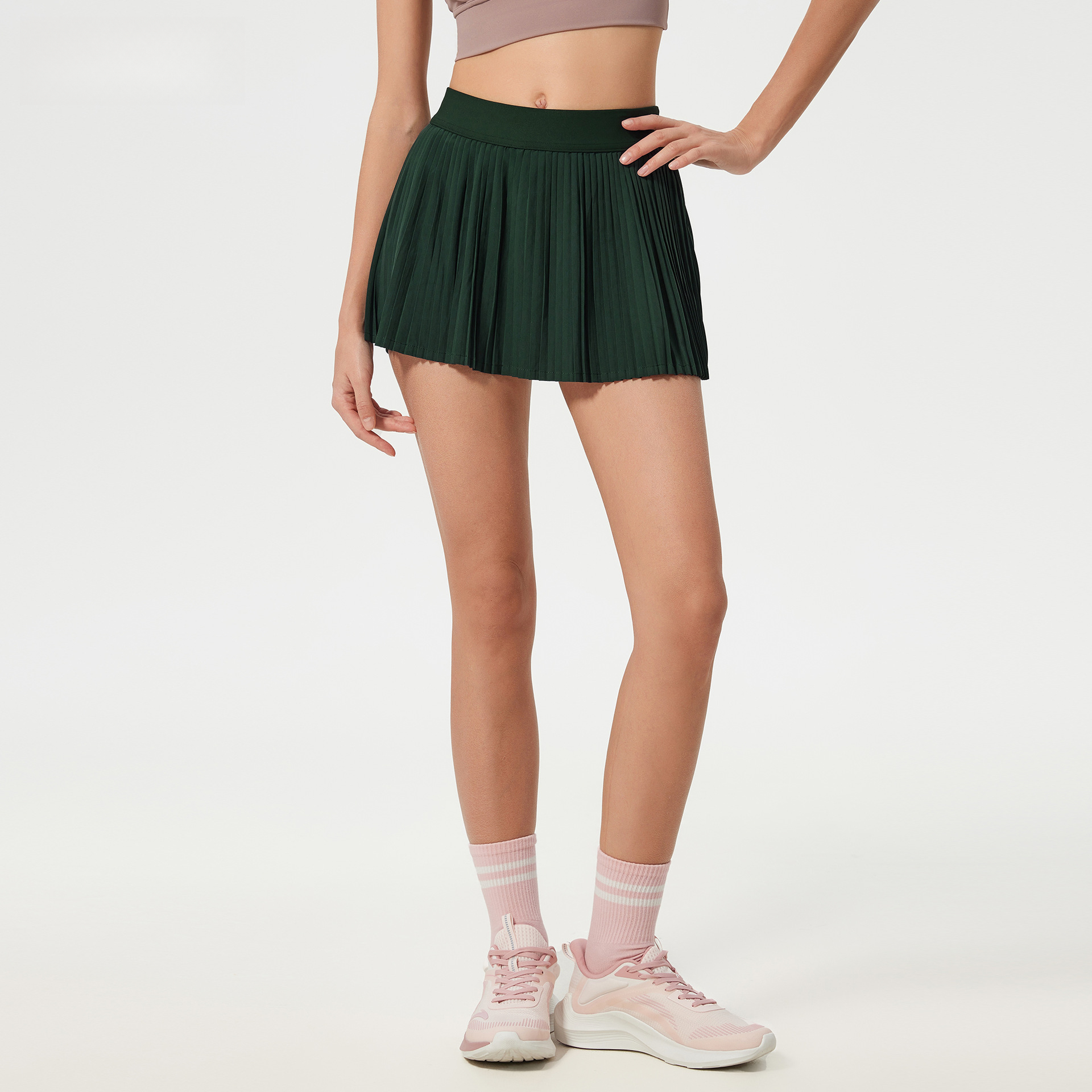 2025--Ice Breathable Outdoor Sports Skirt Women's Lined Anti-light Tennis Skirt Yoga Fitness Skirt