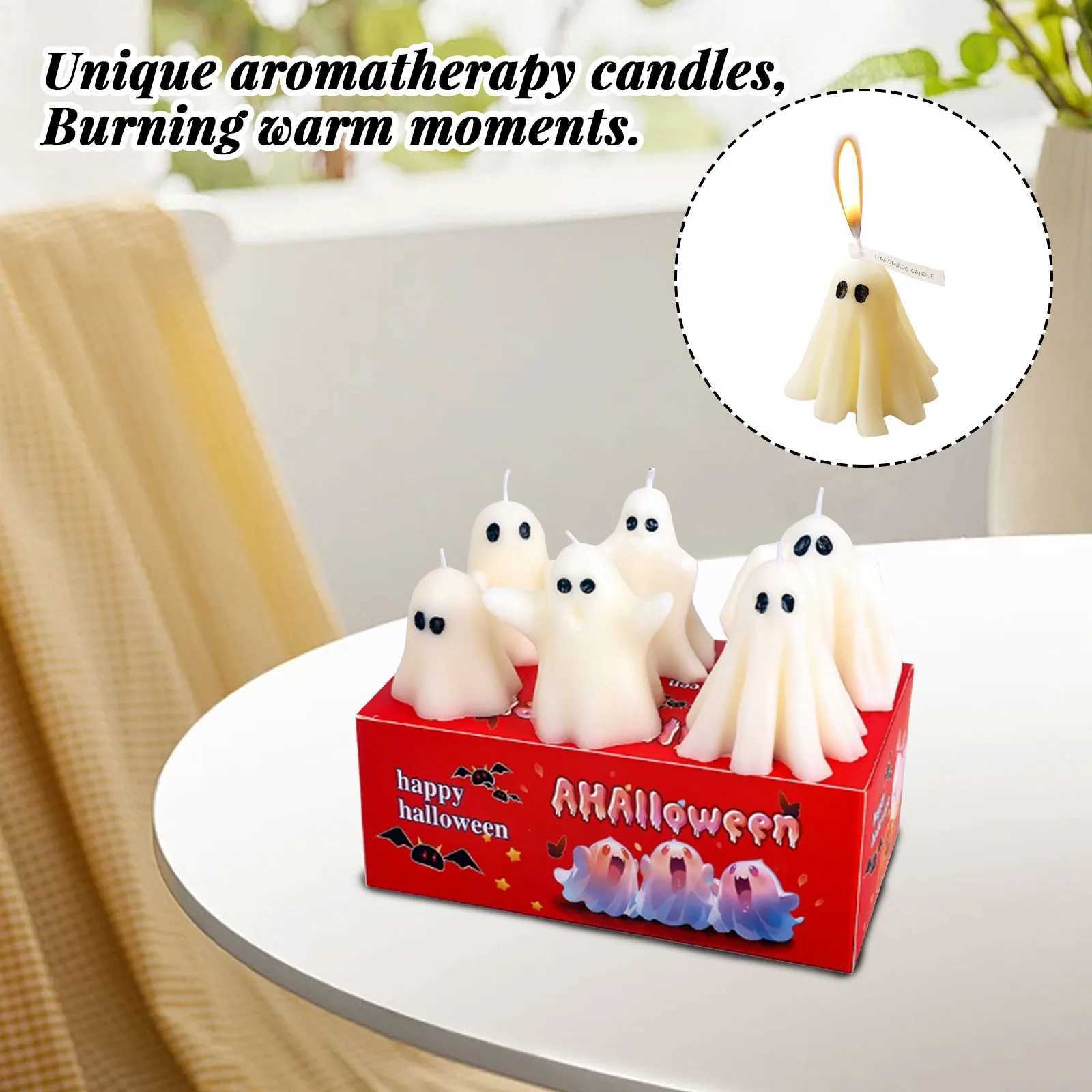 6PCS Halloween Ghost Aromatherapy Candles Decor Whole Cute Halloween Candles Gifts Set Room Decor for Dining Table Party Bedroom W250704