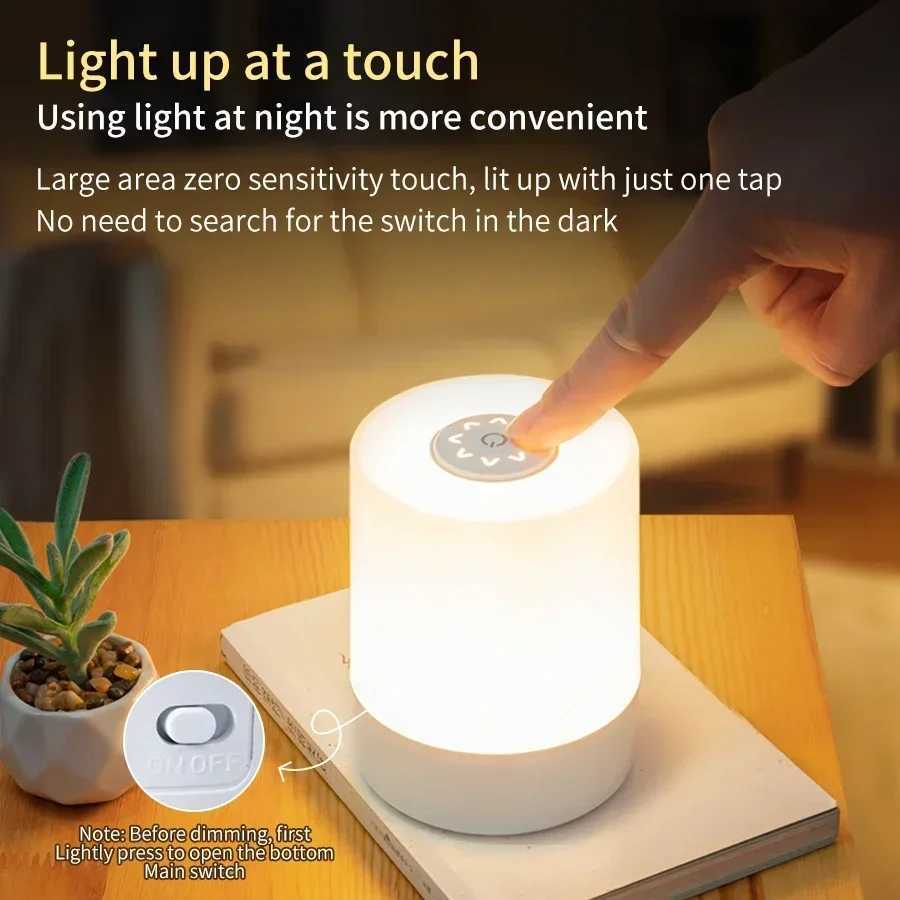 LED Rechargeable Night Lamp Three Colors Touch Switch Lights with Remote Control Portable Bedroom Table Bedside Night Lamp XJ250703
