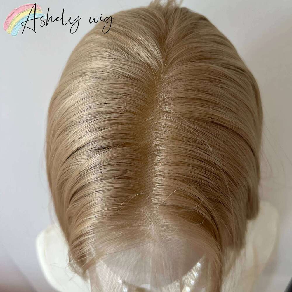 Ashely Platinum Blonde 26inch 13x4 Front Wig Long Straight Synthetic Lace Wigs High temperature Fibers for Cosplay