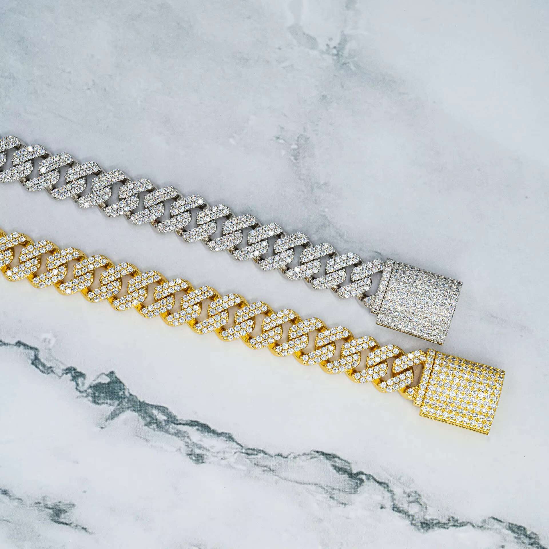 Hip Hop Jewelry D VVS Round Moissanite Diamond S925 Iced Out Moissanite Cuban Necklace Link Chain Jewelry