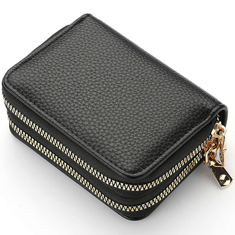 New Women's Short Double Zipper Accordion Card Holder Large Capacity Multi-Card Slot Multi-Function Compact Coin Purse