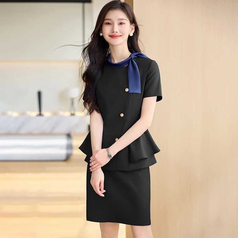 NAVIU Summer Short Slve Formal Professional Business Suits 2 Piece Set With Pants And Tops For Women Office Work Wear Blazers X250704