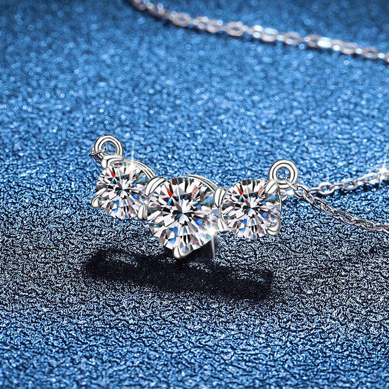 D Color MoiS925S925anite S925 Pure S925ier Pendant Clavicle Chain for Women Three PrinceS925S925 S925mile Necklace 3f6