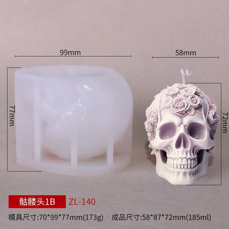 3D Rose Skull Flower Silicone Candle Molds Halloween Skull Decoration Crafts Resin Plaster Cement Mold DIY Hand Soap Making Tool W250704