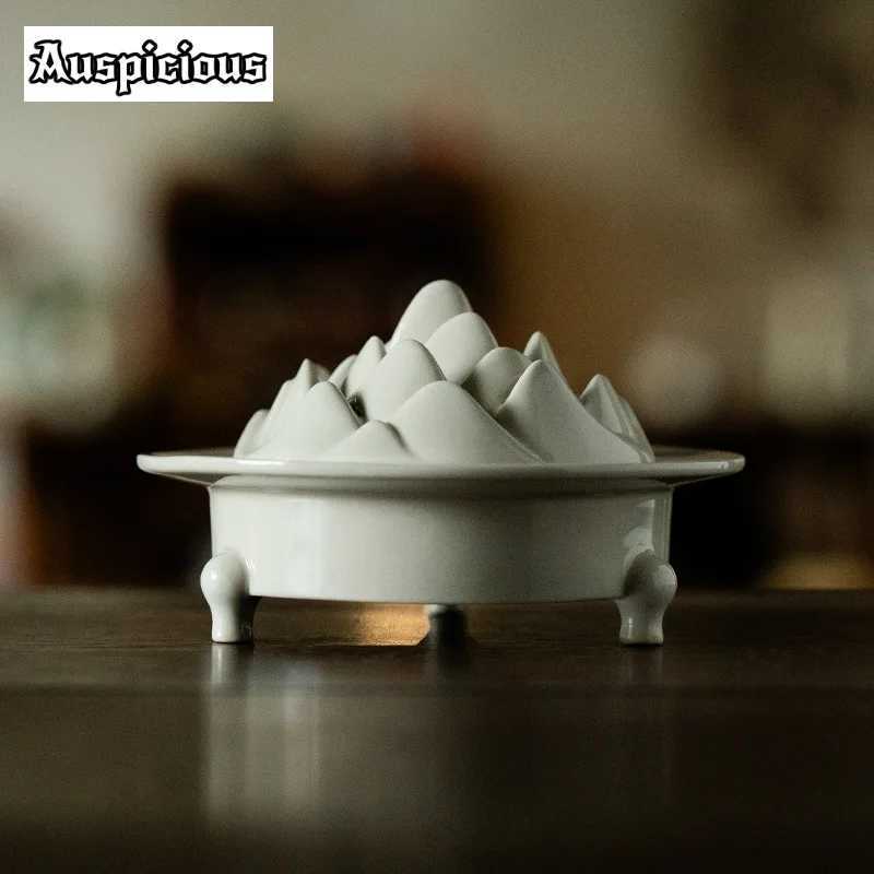 Grass Wood Ash Incense Holder Boutique Three-Legged Boshan Incense Smoke Waterfall Scented Aromatic Candles for Tea Decoration W250704