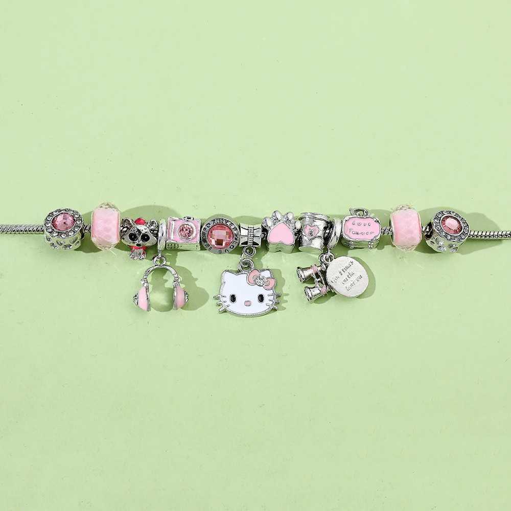 Sanrio Cartoon Anime Hello Kitty Bracelet Cute Cartoon Figure KT Cat Fashion DIY Accessory Kitty Bracelet for Children Party Gifts w250716