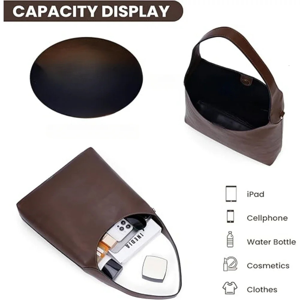 MINKARS Shoulder Bag Hobo Bags Slouchy Tote for Women Vegan Leather Work ner Handbag Trendy Slouch Purse 250628