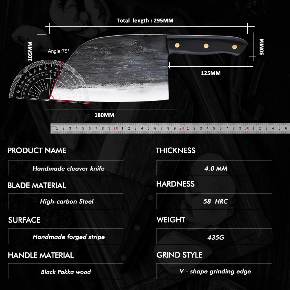Handmade Forged Chinese Cleaver Chef Knife Clad Steel Vegetables Meat Slicing Knife Professional Kitchen Cooking Tools 250703