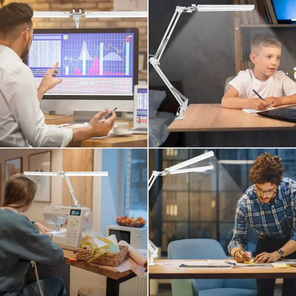 Double Head LED Desk Lamps Dimmable Led Computer Monitor Light adjustable USB Table Lamp Office Study Reading Lighting FixtureXJ250703