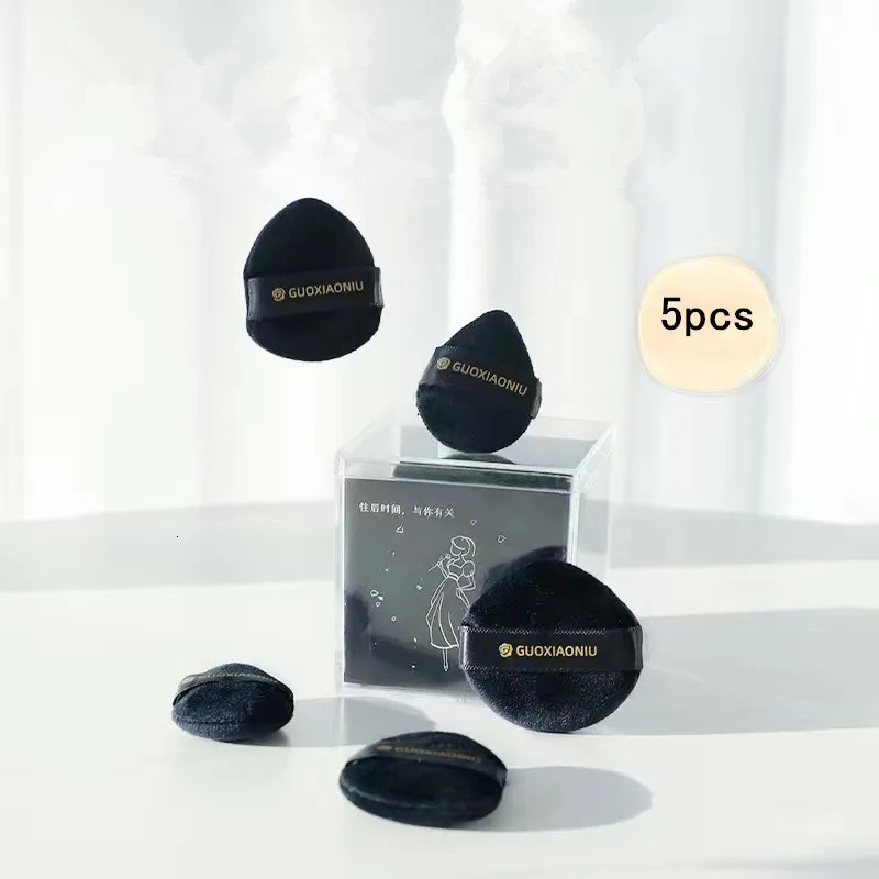 GUOXIAONIU 5pcs Black Mini Cosmetic Puffs Detail Makeup Sponges Loose Powder Highlighter Foundation Blender Applicator 250625