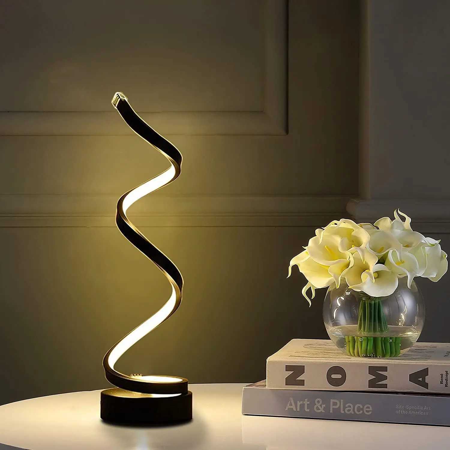Table Lamps for Living RoomModern Spiral Dimmable LED Table Lamp Small Bedside Lamps Nightstand Lamp for Bedroom Office HomeXJ250703
