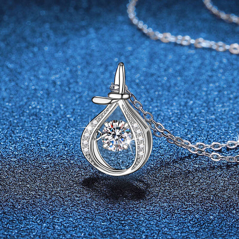 S925 Pure S925ier Necklace ChineS925e S925tyle Lucky Bag 2024 Dynamic Pendant MoiS925S925anite Collarbone Chain for Women 9cf