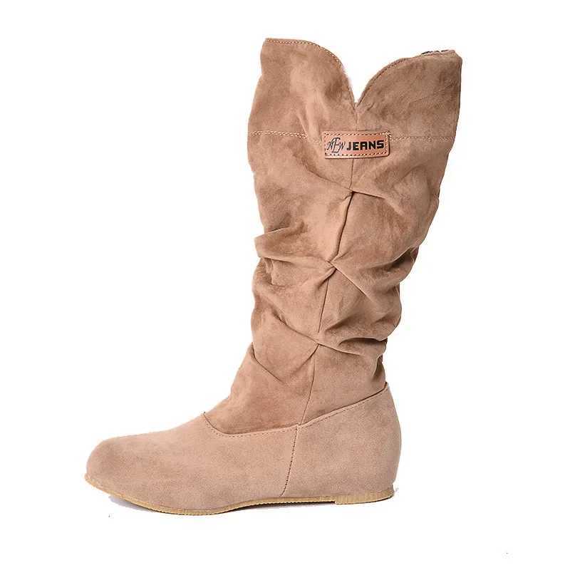 2024 New Mid-tube Snow Boots Hollow Cotton Thread Hook Lace Frosted Lady Boots Large Size Womens Shoes Z250704
