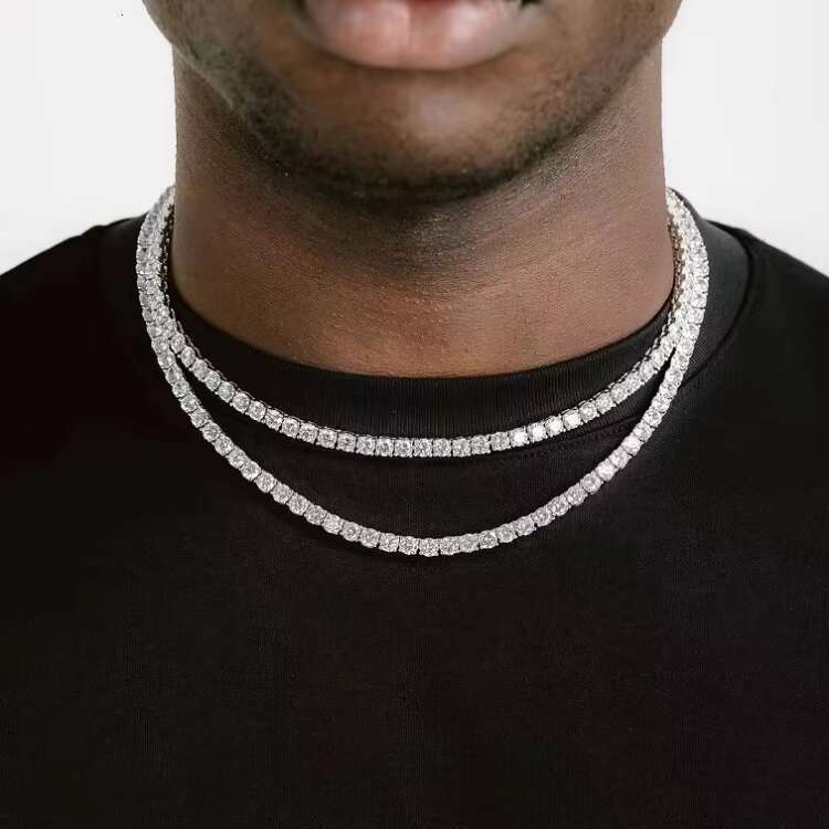 Factory Wholesale 925 Silver VVS Moissanite Tennis Chain 2mm 3mm 4mm 5mm 6.5mm Bracelet Necklace Hip Hop Style for Pendant or