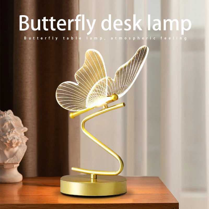 Modern Nordic LED Butterfly Table Lamp 3-color Bedroom Bedside Ambient Light Living Room Home Decoration Indoor Lighting XJ250703