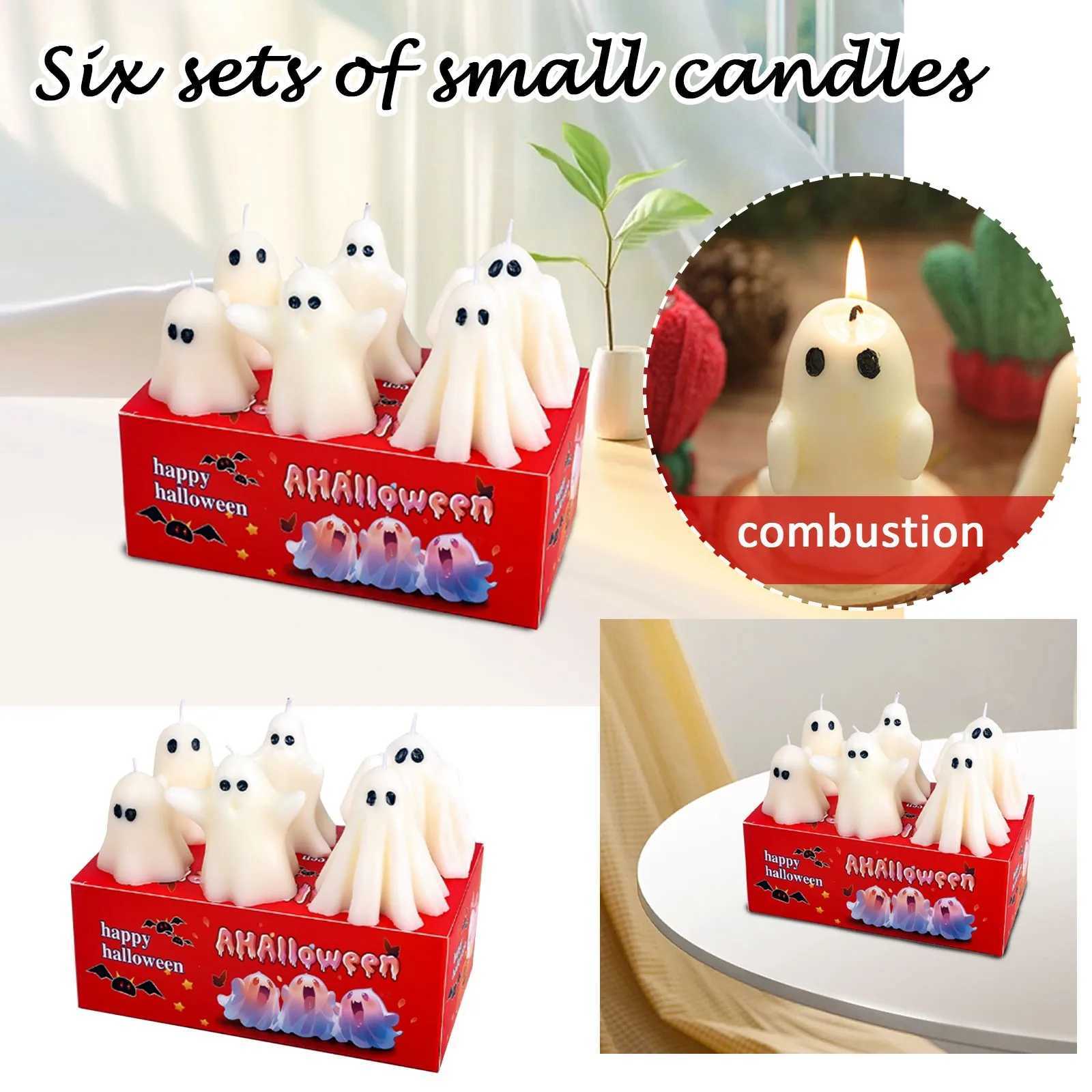 6PCS Halloween Ghost Aromatherapy Candles Decor Whole Cute Halloween Candles Gifts Set Room Decor for Dining Table Party Bedroom W250704