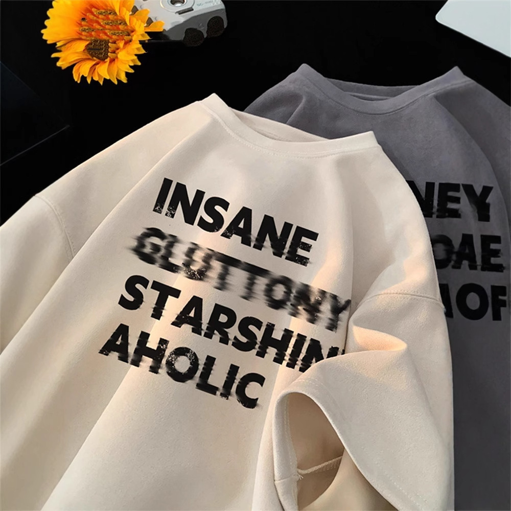 American Heavyweight Letter Print Round Neck Short Sleeve Designer Short Sleeves T-shirt For Men 2025 Summer Thin Trendy Brand Cool Half Sleeve Tee