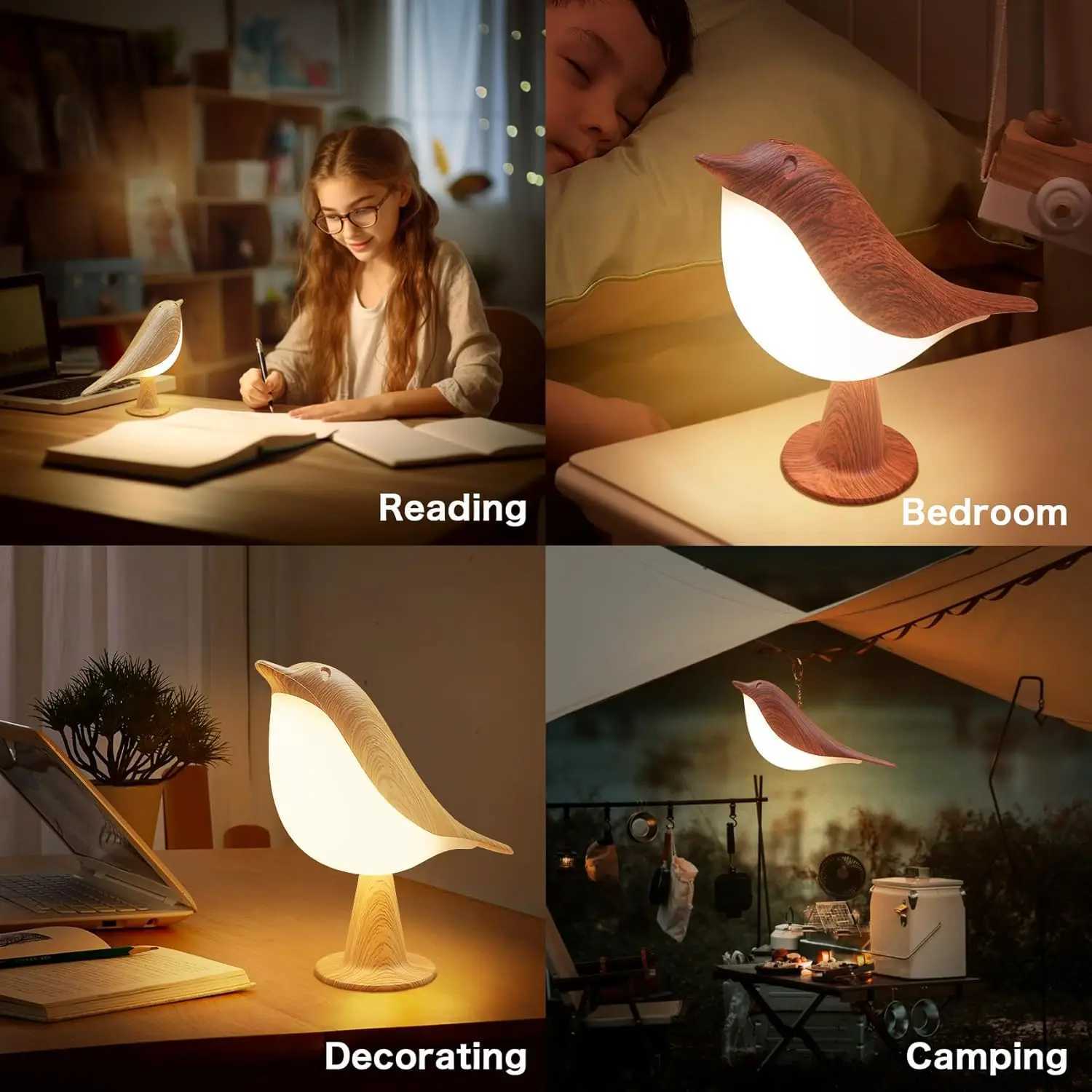 3 Colors Magpie Bird Night Lights Dimmable Charging LED Touch Controlled Lamp Aromatherapy Decoration Atmosphere Desk LightingXJ250703