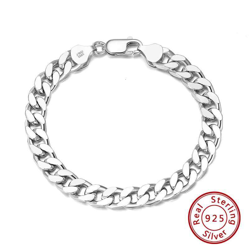R.Gem. Italian Cuban Link Curb Chain 925 Sterling Silver Bracelet for Men Women