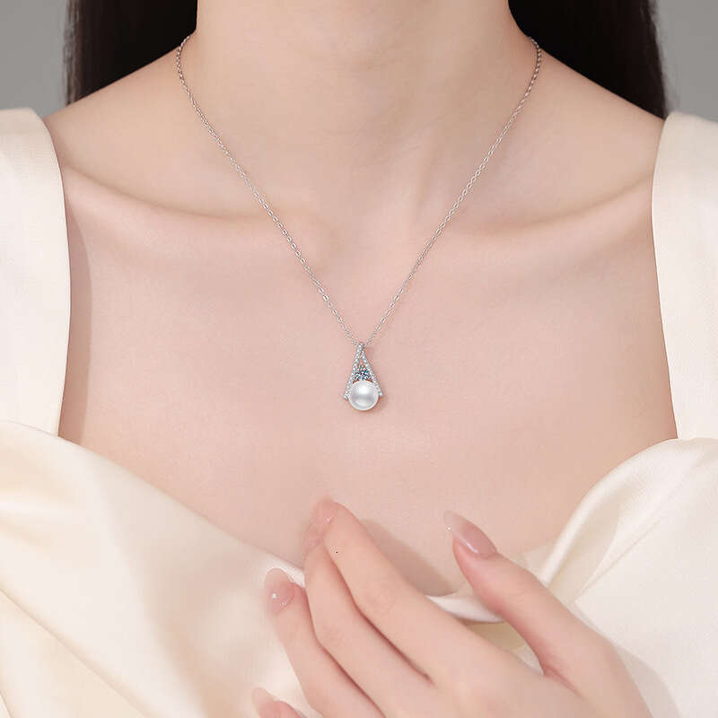 S925 Pure S925ier MoiS925S925anite Natural FreS925hwater Pearl Pendant French S925tyle High-end Korean VerS925ion VerS925atile Necklace 594