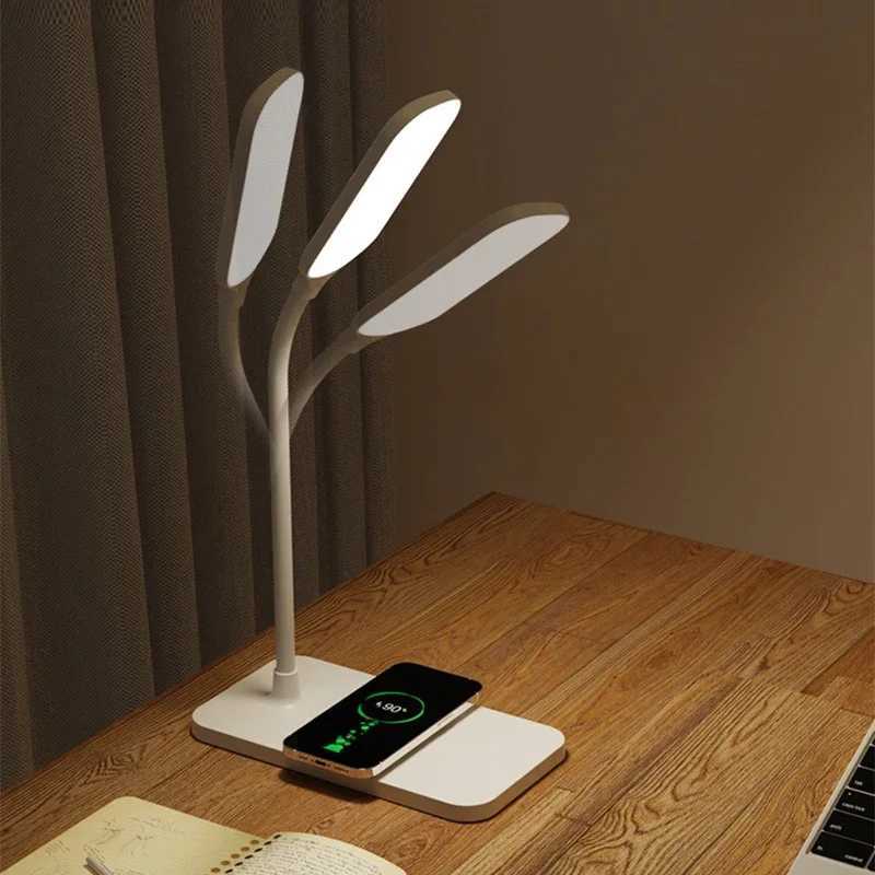 Wireless Charger LED Desk Lamp USB Plug-in Port Bedside Night Light Touch Dimmable Eye-Caring for Desktop Gaming Reading Home XJ250703
