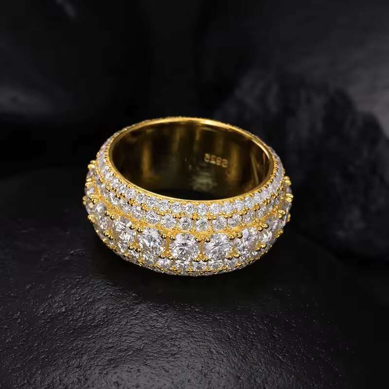 925 Silver Mens Eternity Ring Duty-Free Hip Hop Style with Dazzling VVS Moissanite Rapper Sparkling Design